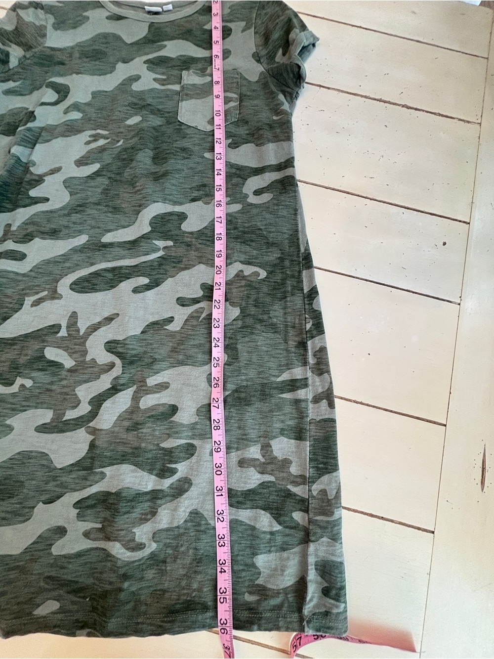 GAP Camouflage T-Shirt Dress Women’s Medium Green Short Sleeve Cotton Slub - Picture 8 of 8
